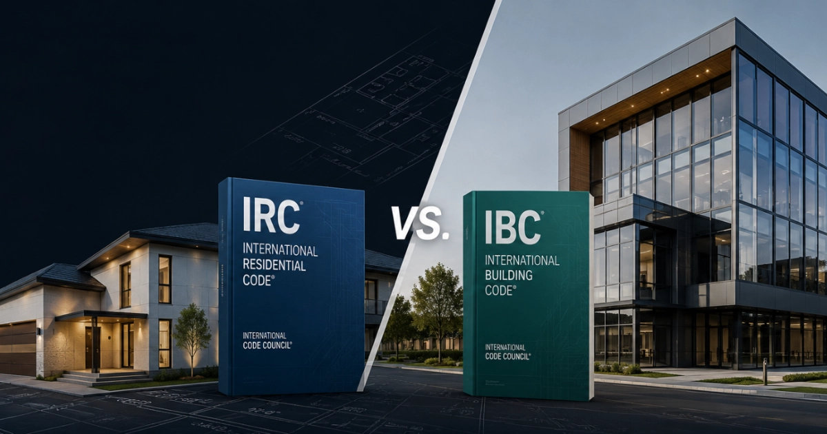 IRC vs IBC building code guide banner